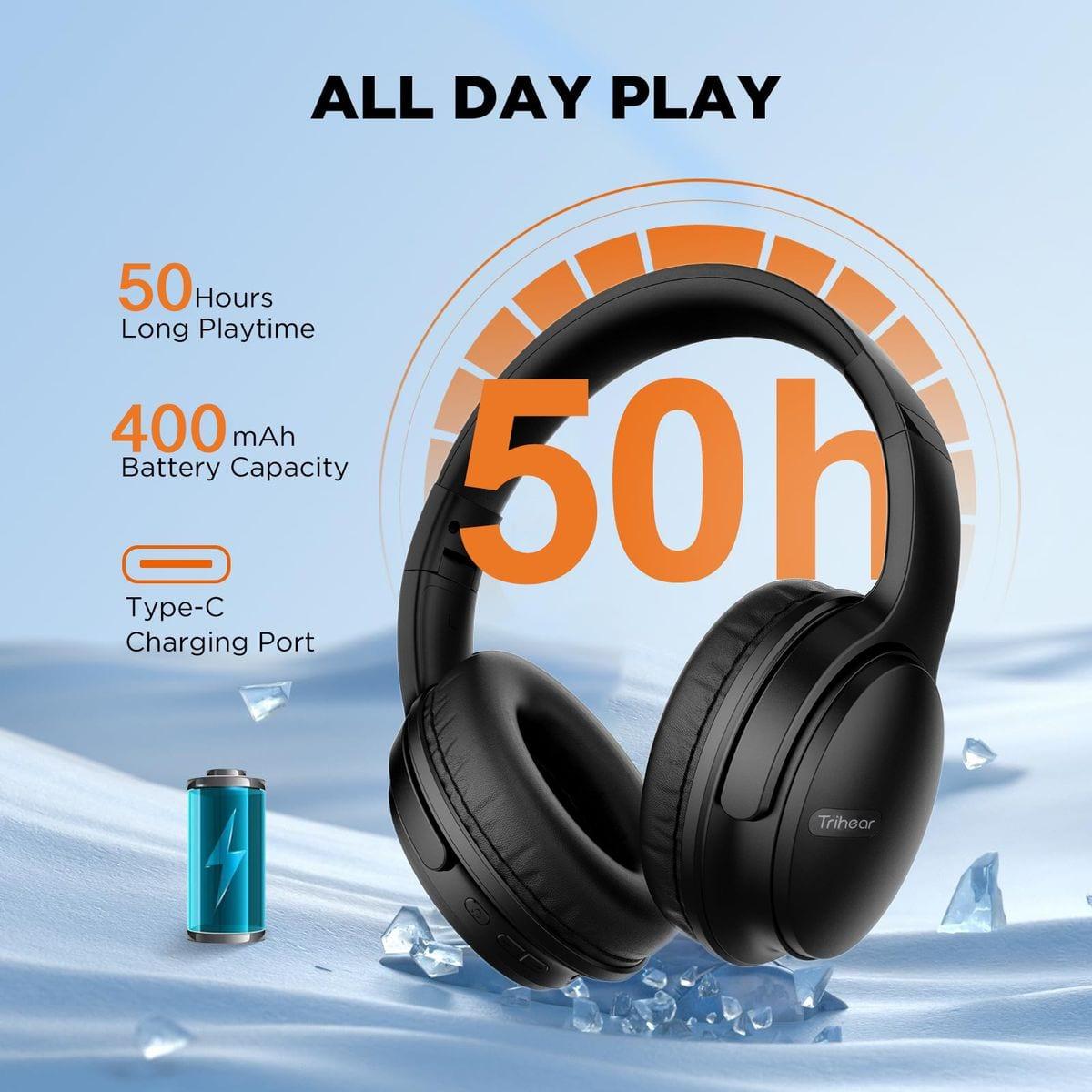 Trihear Foldable Deep bass Wireless Bluetooth Headphones image 2