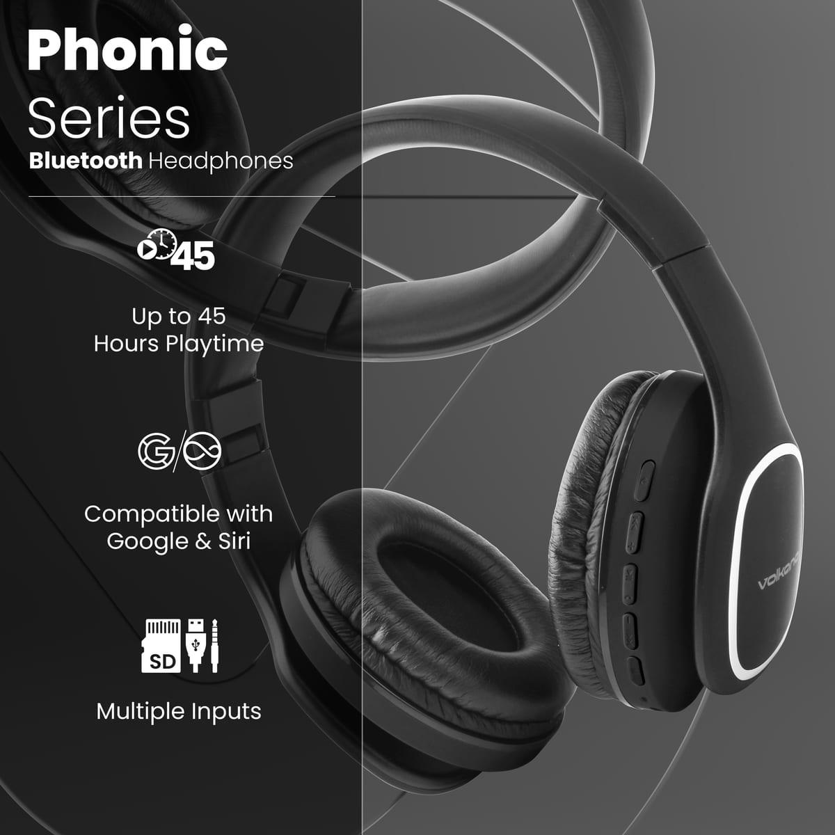 Volkano Bluetooth Wireless Headphones | Phonic Series - Black image 2