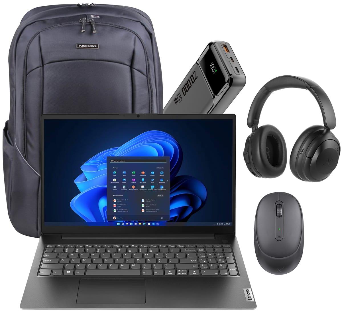 Lenovo V15 AMD Ryzen 5 Laptop 15.6-inch FHD 16GB 512GB SSD Bundle - Black image 2