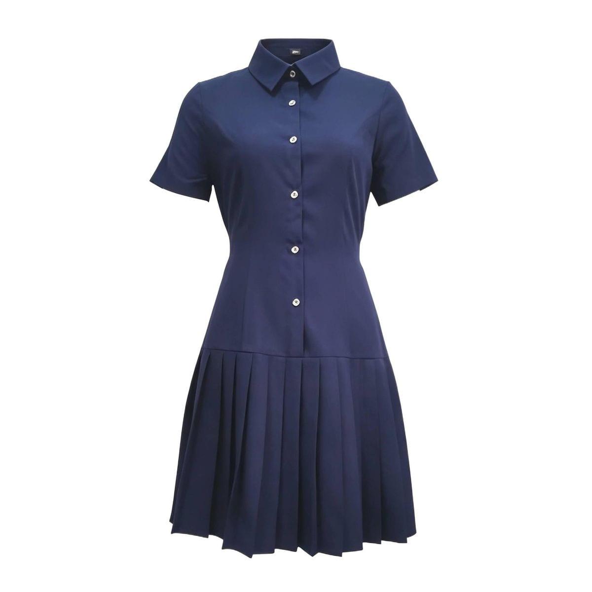 Women Blue-Blue Polyester Fibre Dress Short Dress