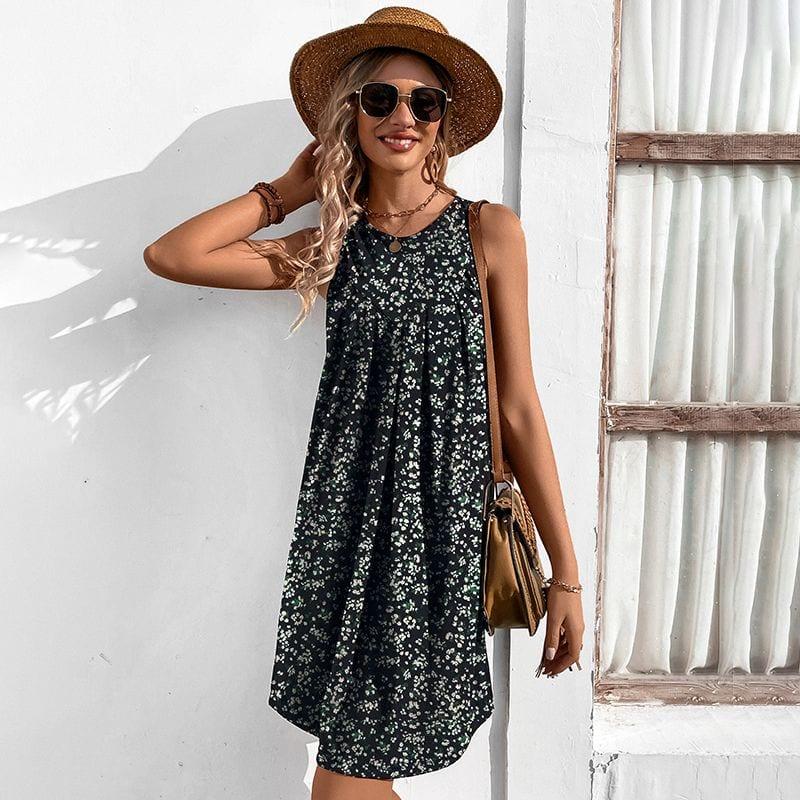 Women's Floral Print Sleeveless Sundress Casual Loose Mini Dress for Summer image 4