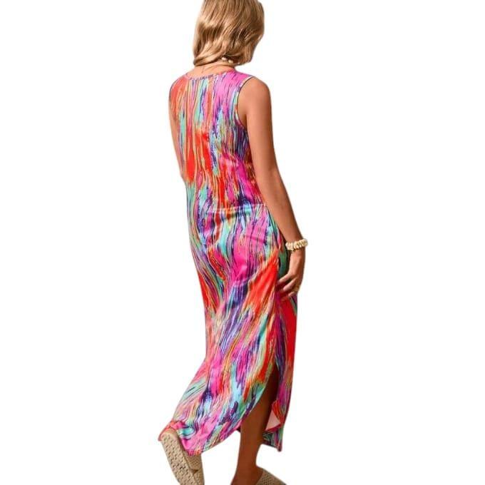 GlammeFab's Side Split Casual Vacation Dress Multicolor image 2