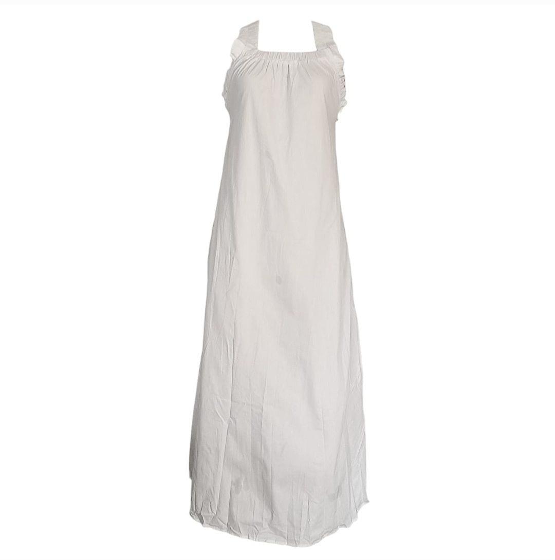 Ladies White Summer Sleeveless Dress With Side Pockets