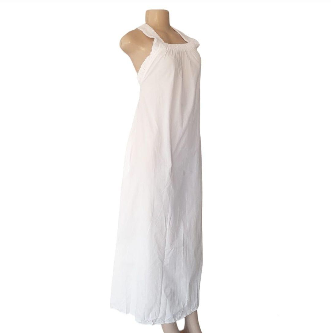 Ladies White Summer Sleeveless Dress With Side Pockets image 2
