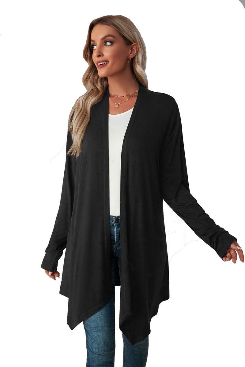 JUSIUU Women's Long Sleeve Cardigan Draped Shrug Dressy Casual Layering
