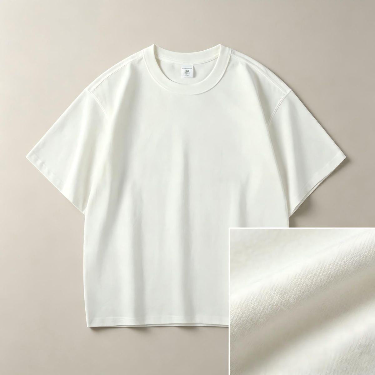 Men White Polycotton Short Sleeve Round Loose T-Shirt image 3