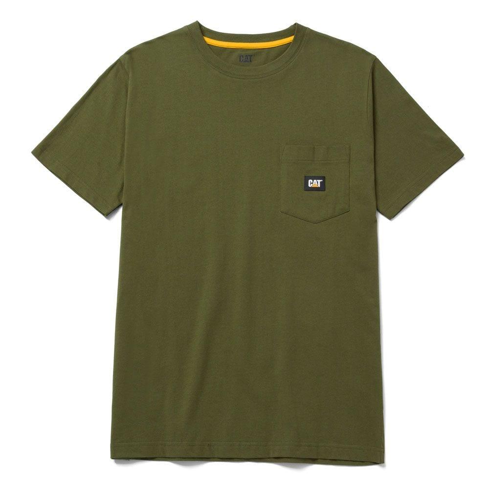 CAT T-Shirt Label Pockets Army Moss Mens