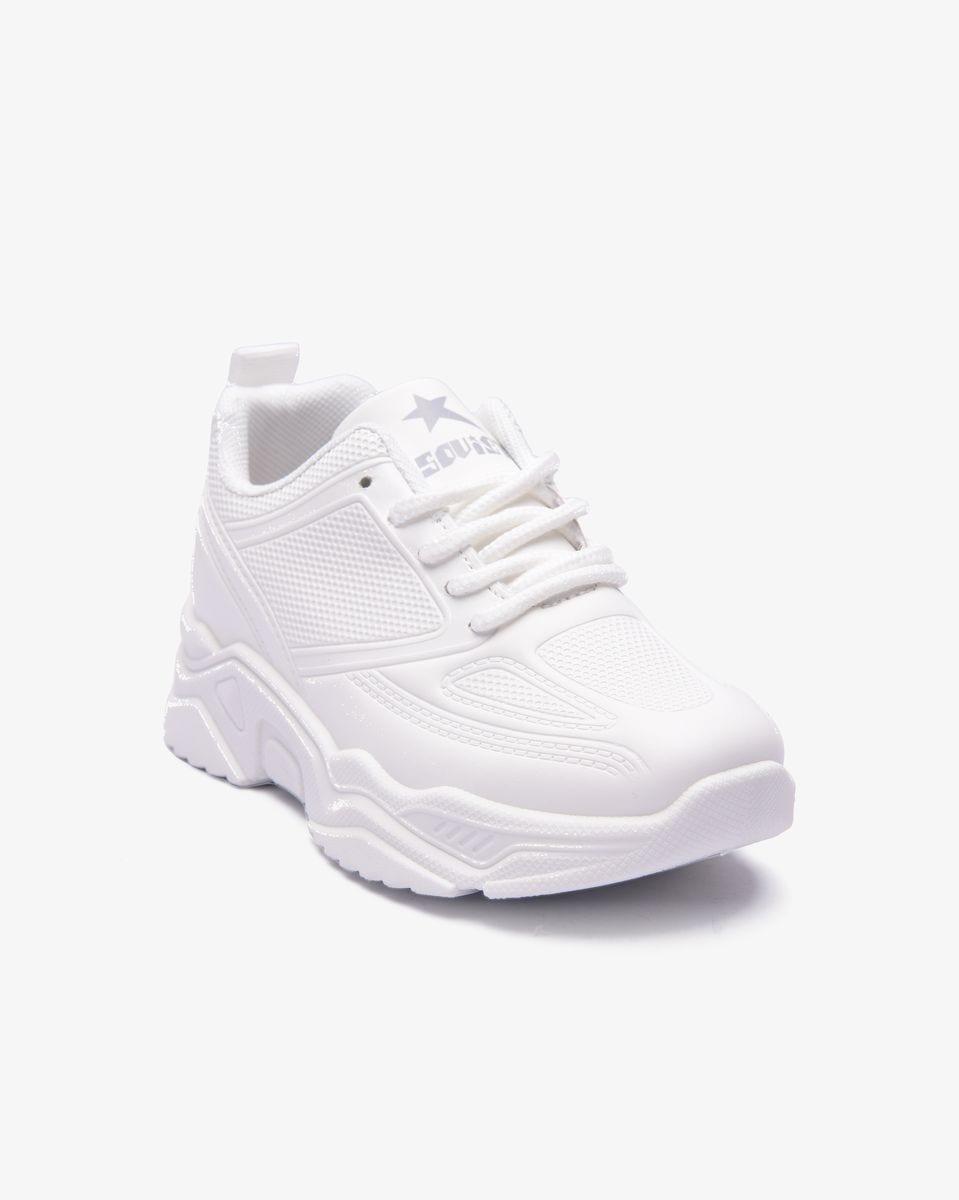 Soviet Kids Aurelia White Mono Platform Lace Up Sneaker
