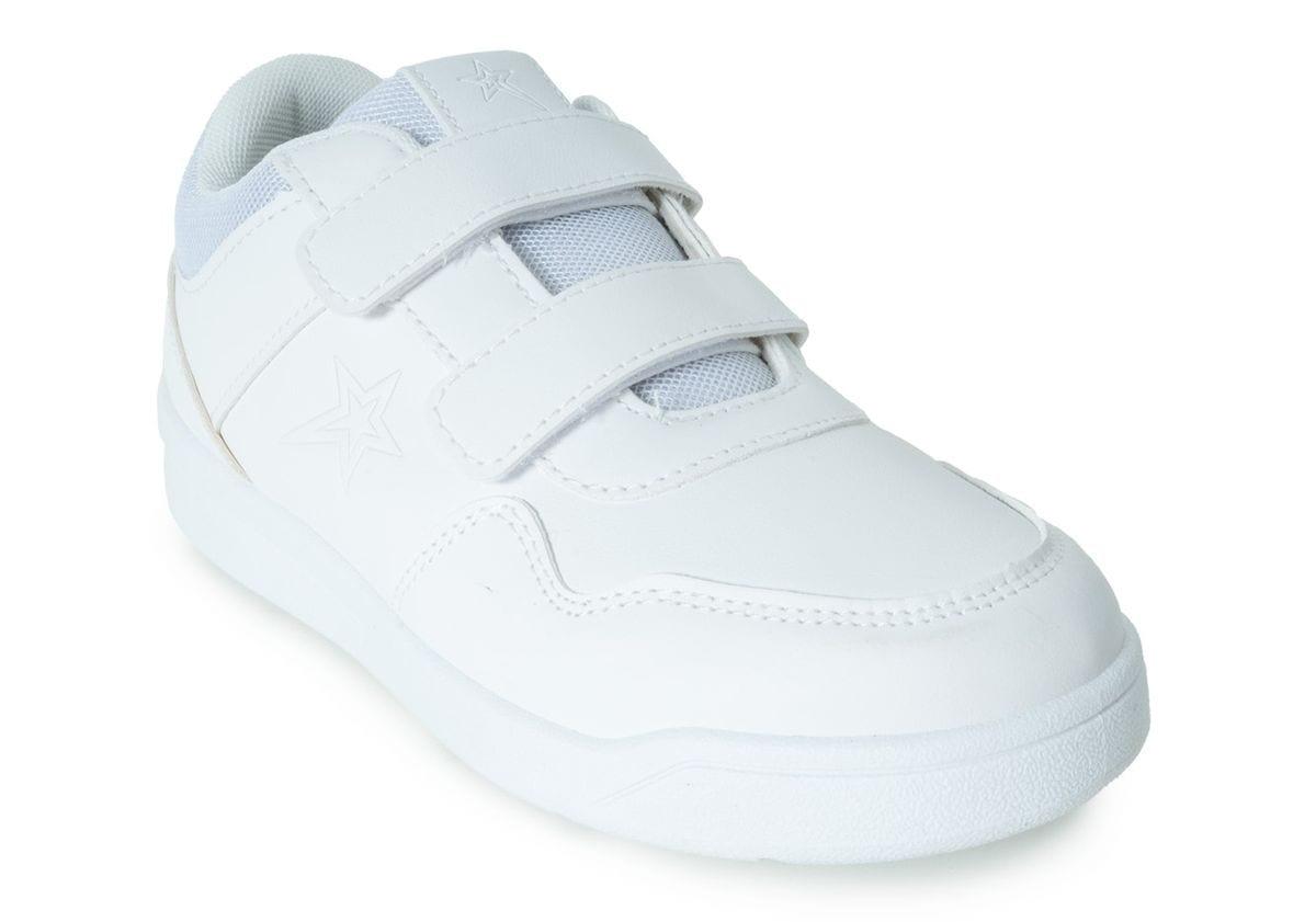 Soviet Kids Samara Low Cut PU Casual Hoop & Loop Sneaker - White Mono
