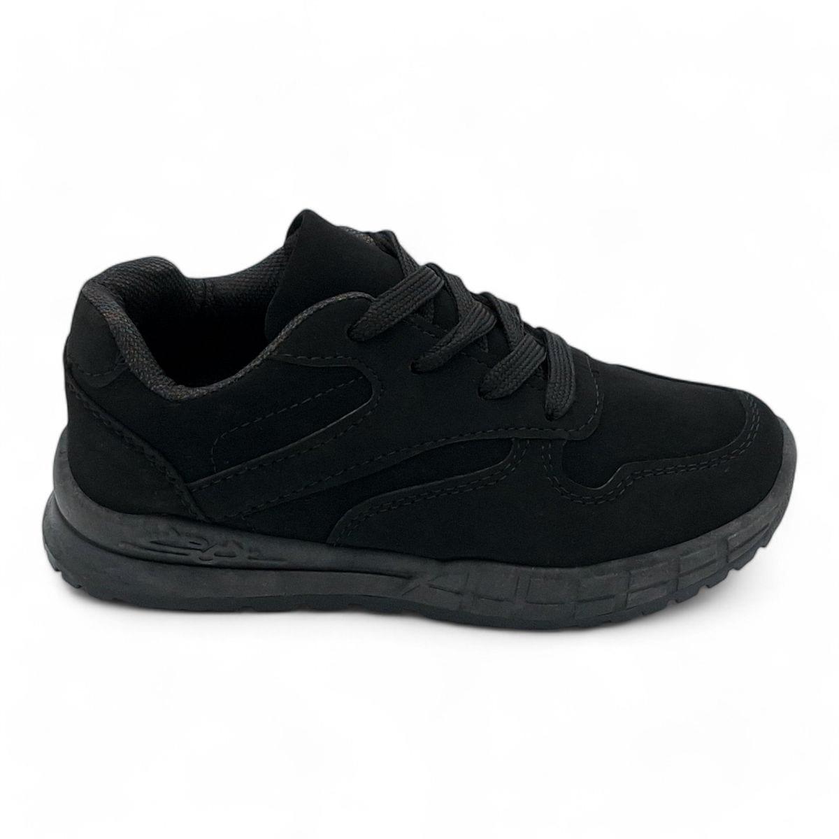 Unisex Kids Black PU Casual Lace Up Sneaker XB230806