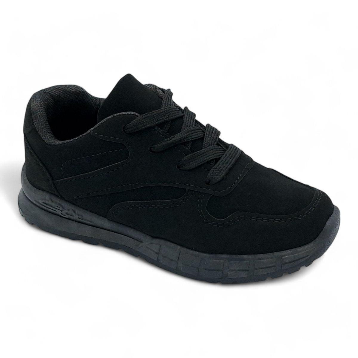 Unisex Kids Black PU Casual Lace Up Sneaker XB230806 image 2