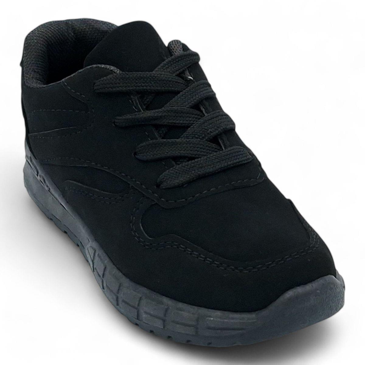 Unisex Kids Black PU Casual Lace Up Sneaker XB230806 image 3