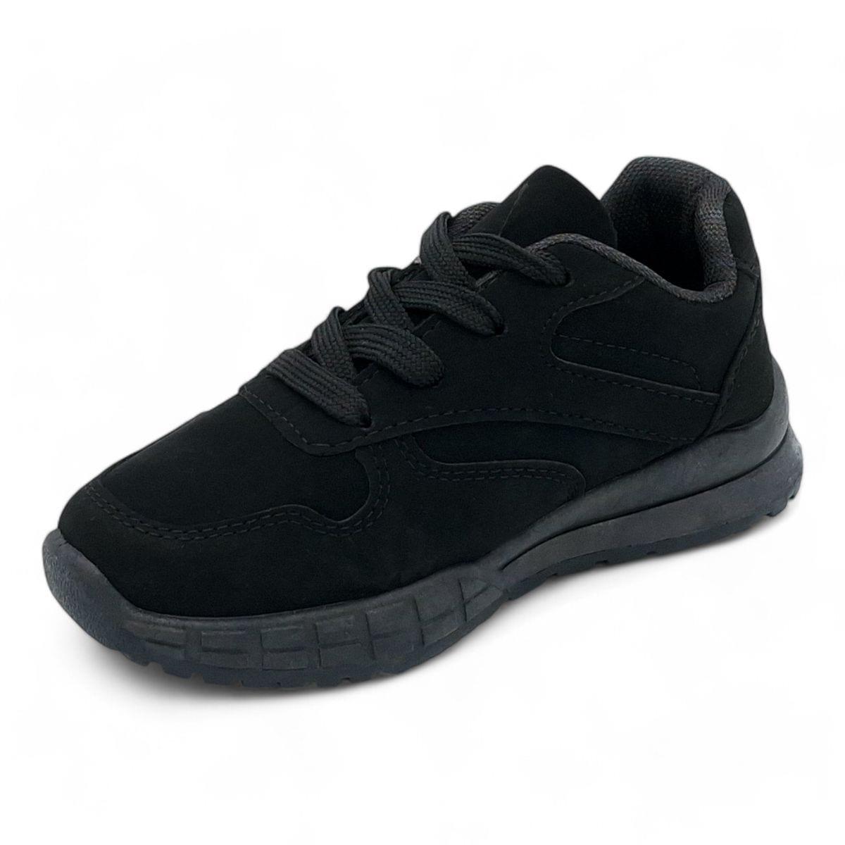 Unisex Kids Black PU Casual Lace Up Sneaker XB230806 image 4