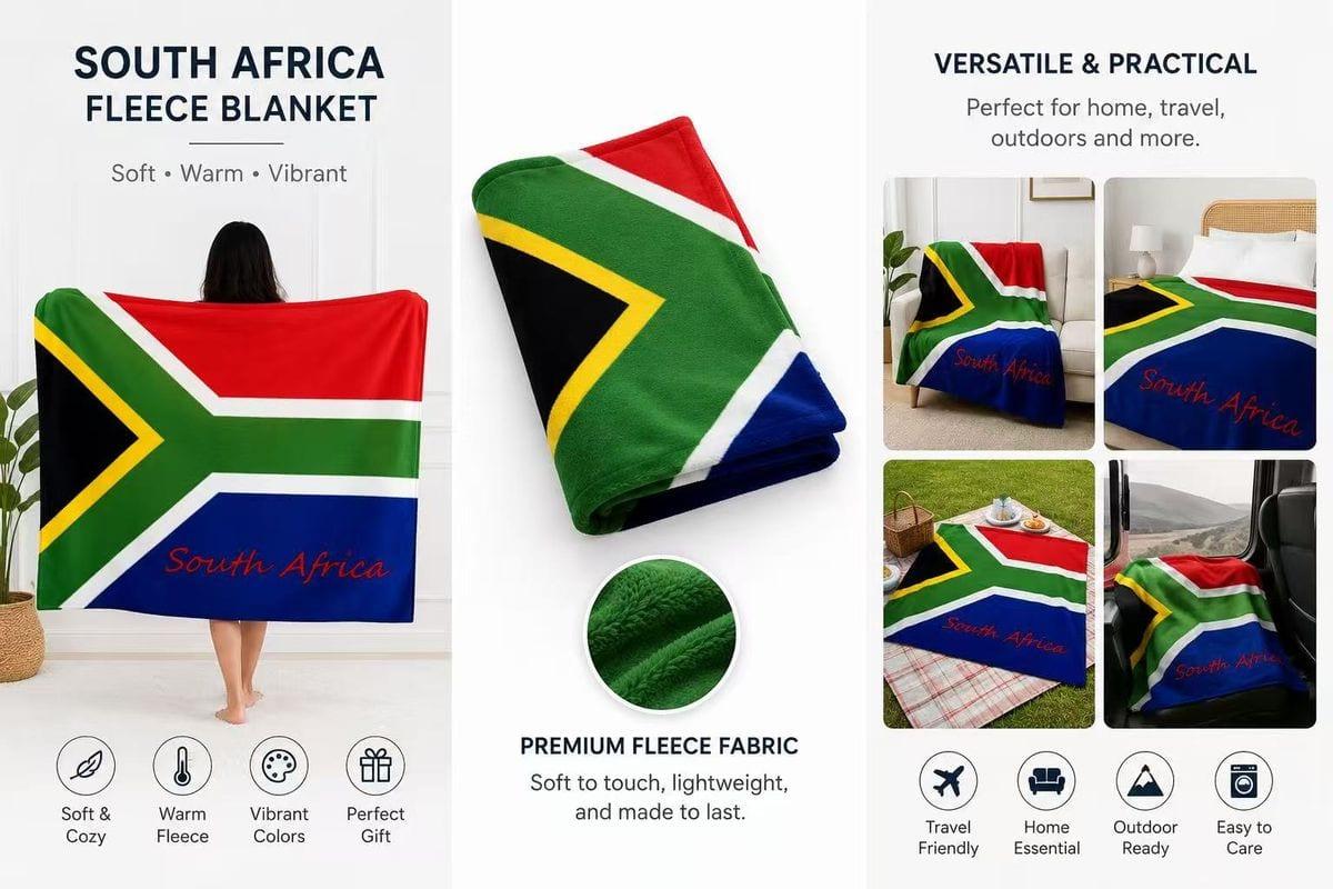 South Africa Flag Polar Fleece Blanket | Soft, Warm & Proudly Made in SA image 2