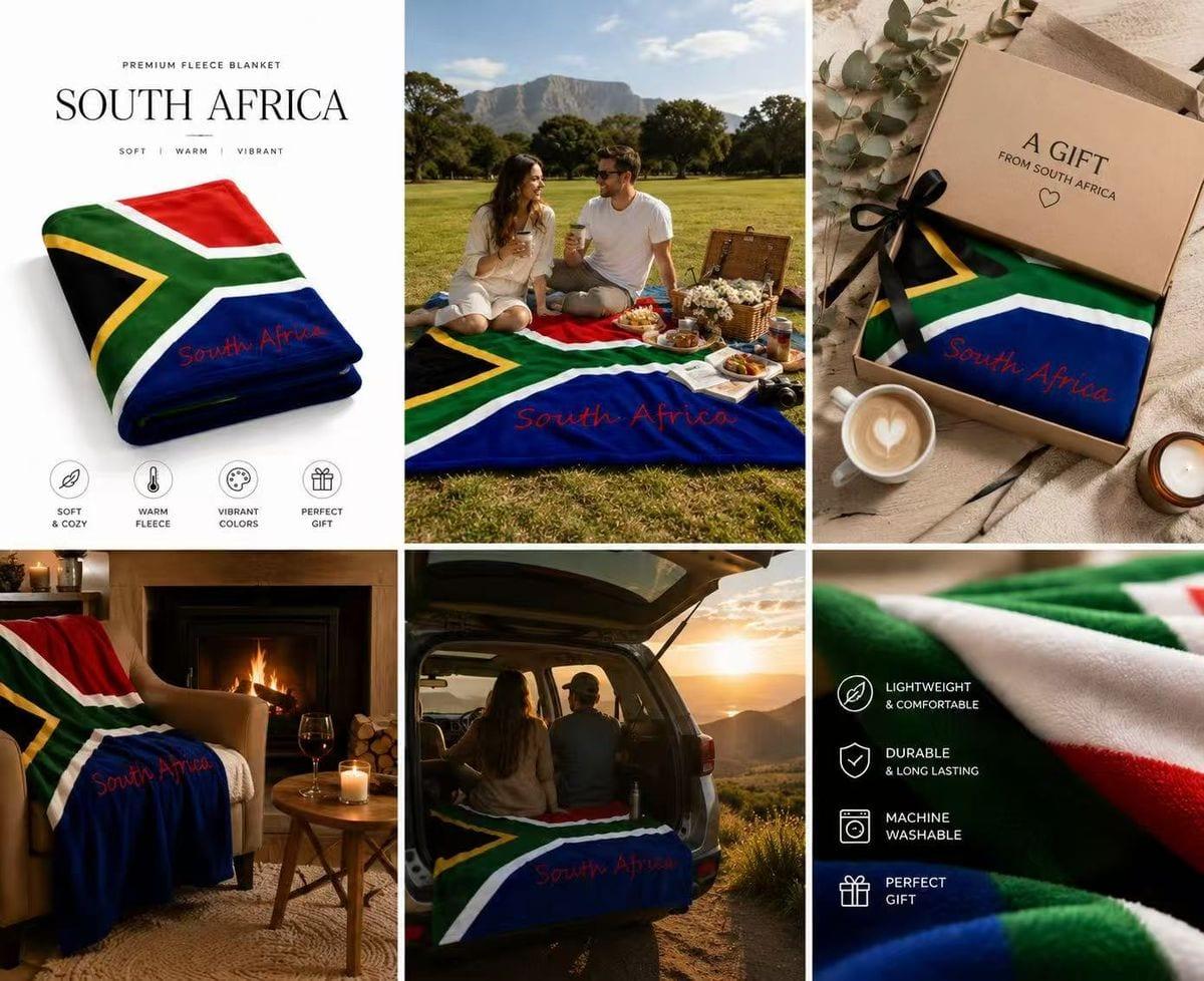 South Africa Flag Polar Fleece Blanket | Soft, Warm & Proudly Made in SA image 4