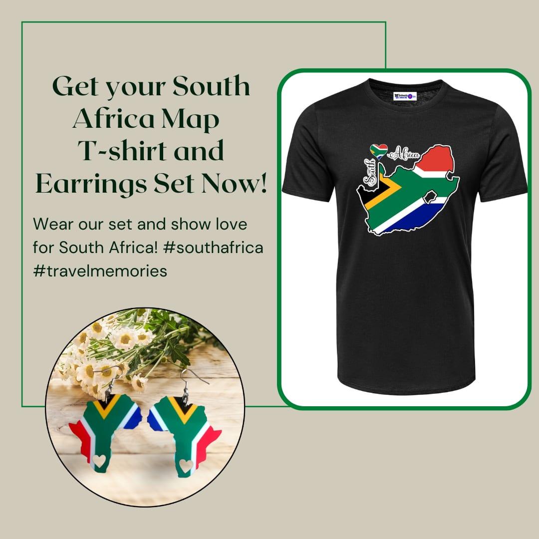 Africa Map Earrings - South African Flag-Inspired image 3