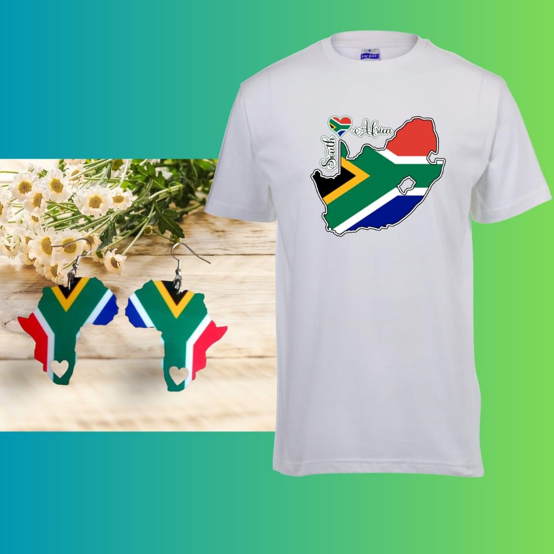 Africa Map Earrings - South African Flag-Inspired image 4