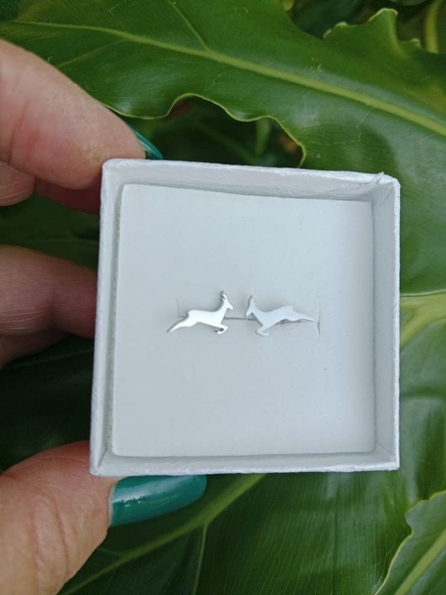 Springbok Stainless Steel Stud Earrings - Proudly South African Spirit image 2