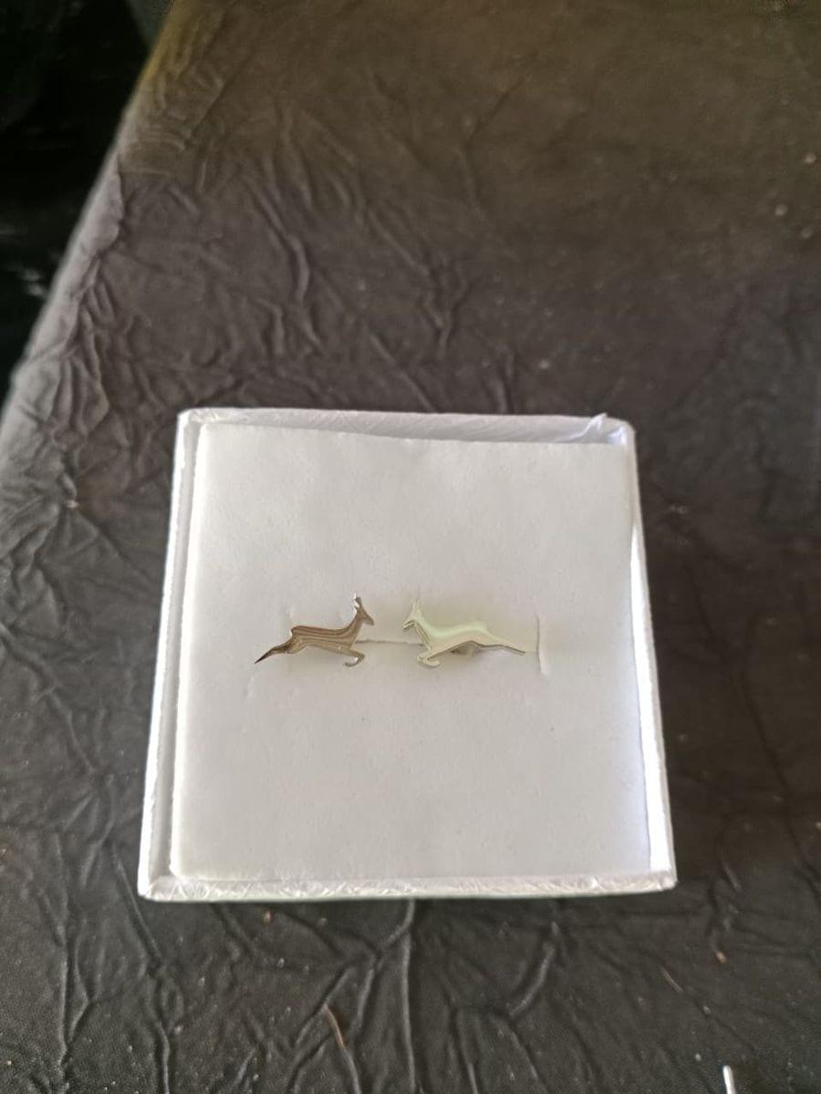 Springbok Stainless Steel Stud Earrings - Proudly South African Spirit image 4