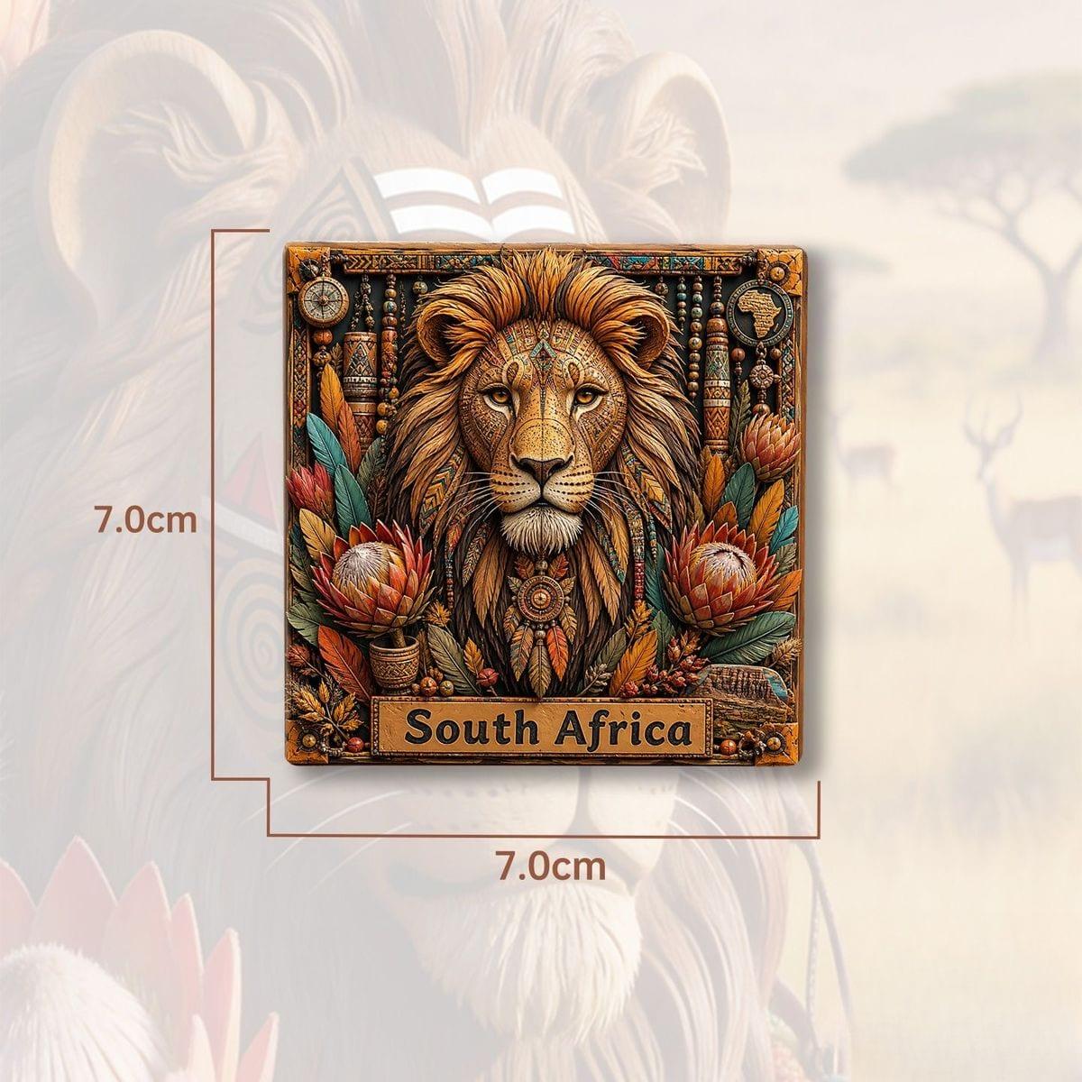 South Africa Lion Ceramic Fridge Magnet, Tribal Style Souvenir Gift image 2